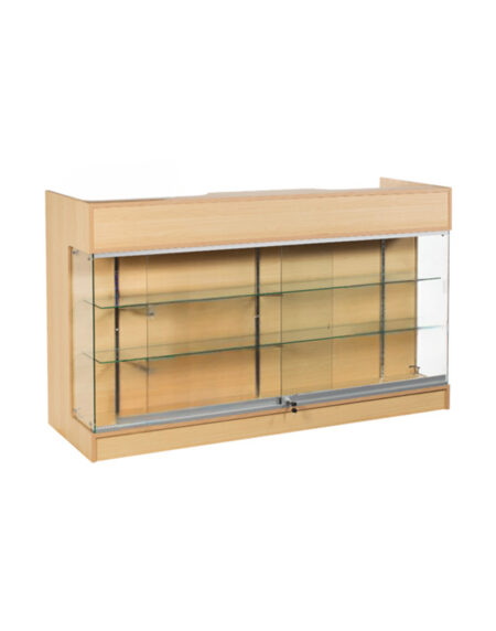 6’ft Ledge Top Checkout Counter With Front Showcase - Assembled, Maple