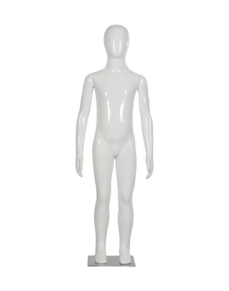 Unisex 6-8 Yr Old Child Plastic Glossy White Mannequin