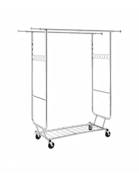 Heavy Duty Double Bars Garment Rack with Wheels
