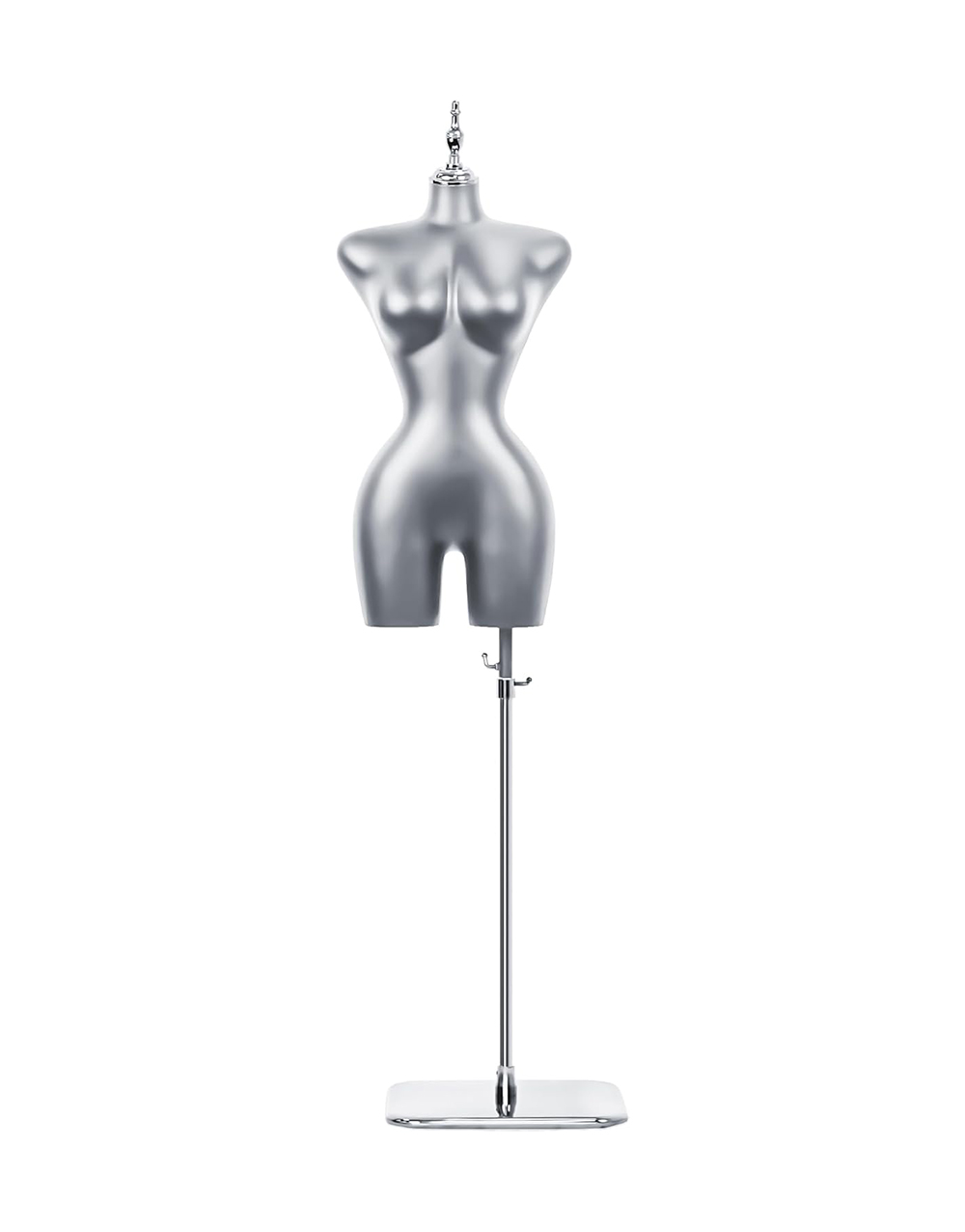 Female Gray Torso Mannequin With Metal Base Stand