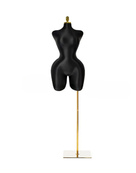 Female Black Torso Mannequin With Metal Base Stand