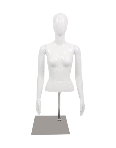 Female White Torso Mannequin With Metal Base Stand