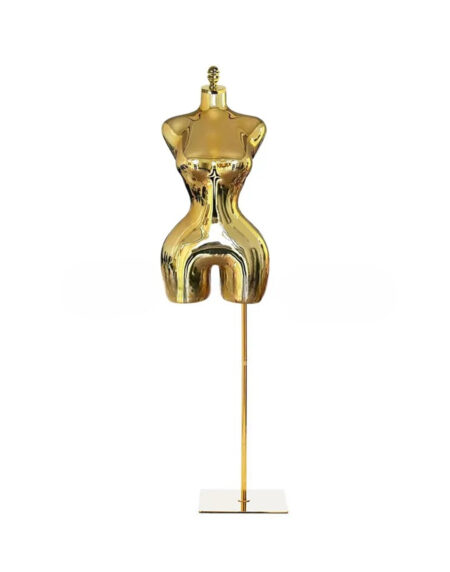 Female Golden Torso Mannequin With Metal Base Stand