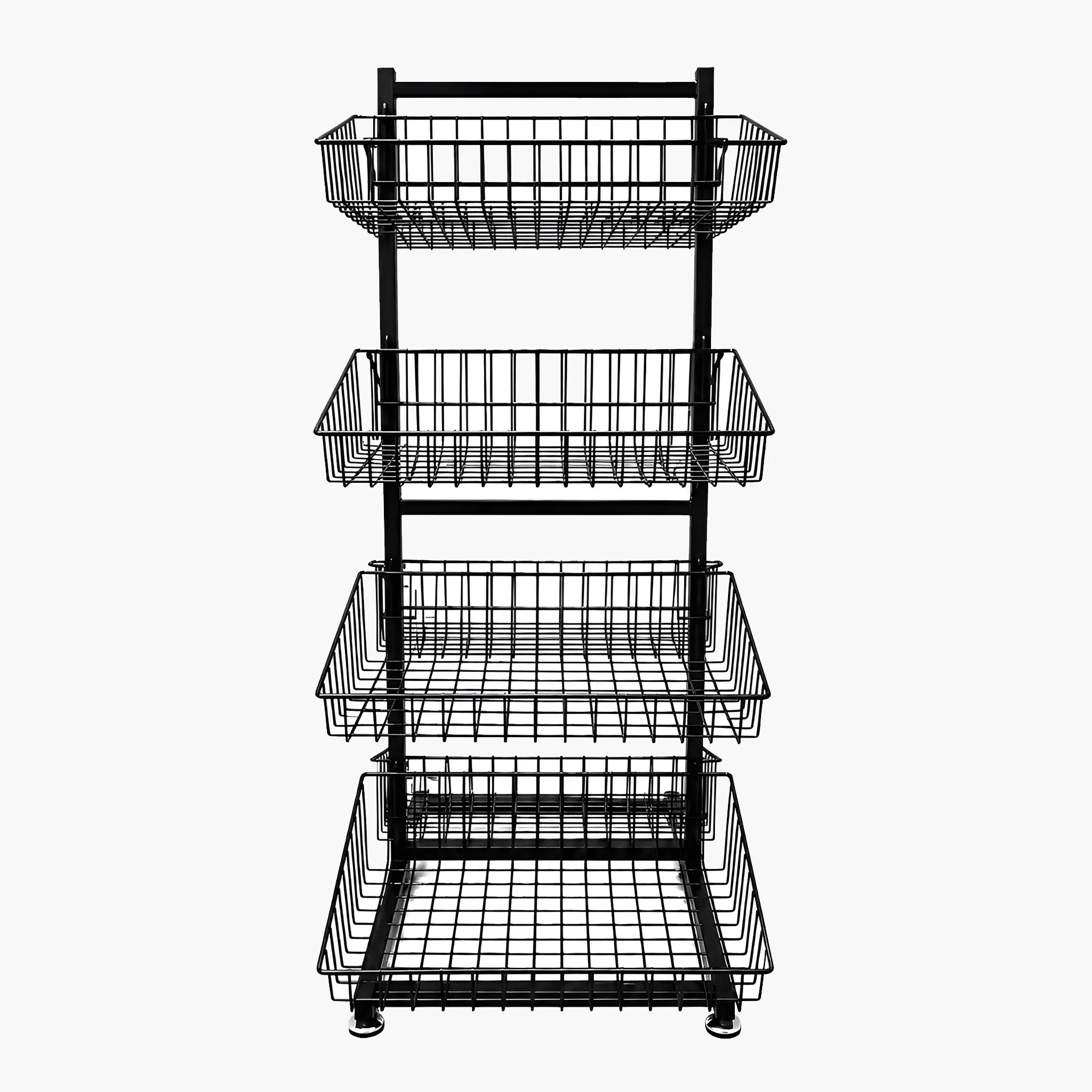 4 Tier Double Sided Tiered Basket Stand Trolley – Black