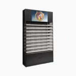 4x7 ft cigarette display stand with built-in 32-inch LCD TV for retail store advertising.
