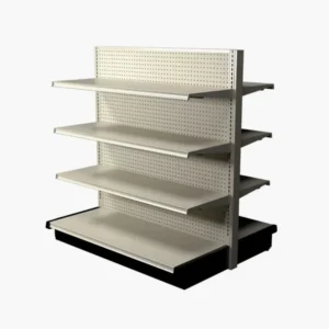 Aisle gondola shelving display unit for organizing and showcasing products in retail stores