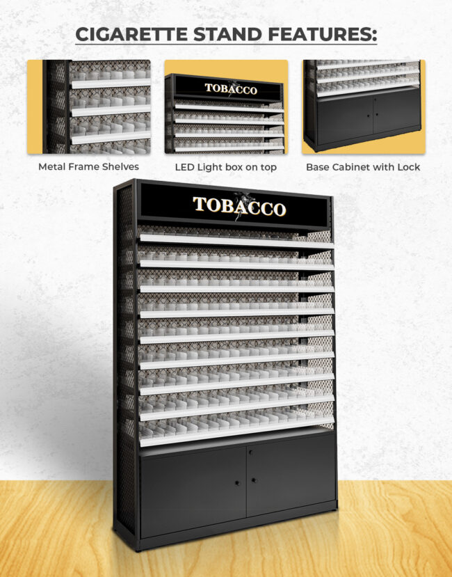 cigarette cabinet 4 FT WIDE, 6 FT HEIGHT CIGARETTE DISPLAY STAND