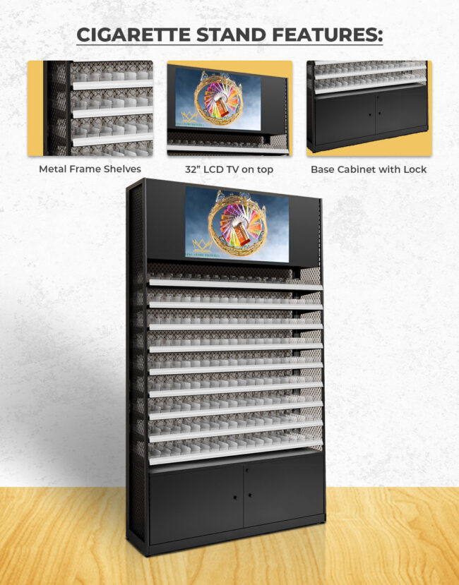 4 FT WIDE, 7 FT HEIGHT CIGARETTE DISPLAY CABINET WITH 32