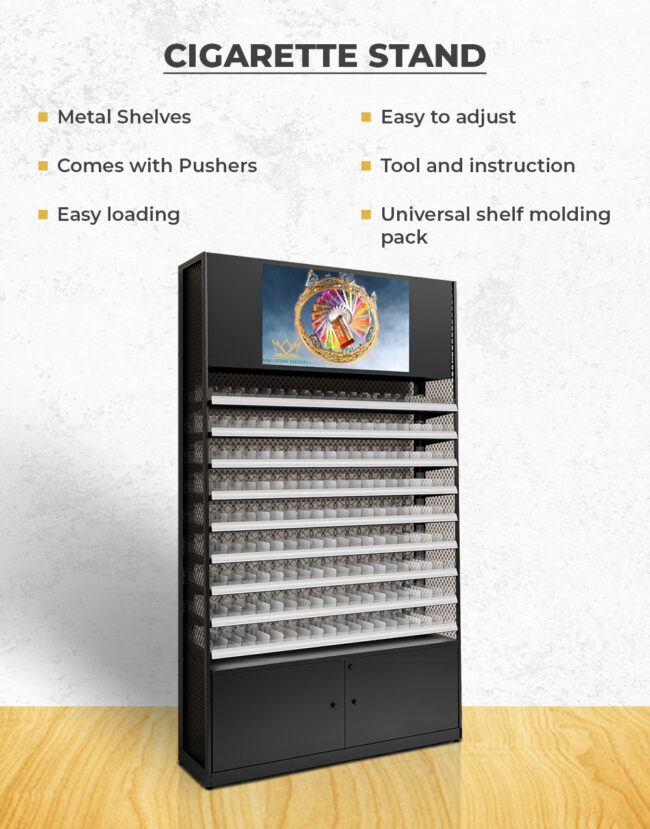 4 FT WIDE, 7 FT HEIGHT CIGARETTE DISPLAY CABINET WITH 32