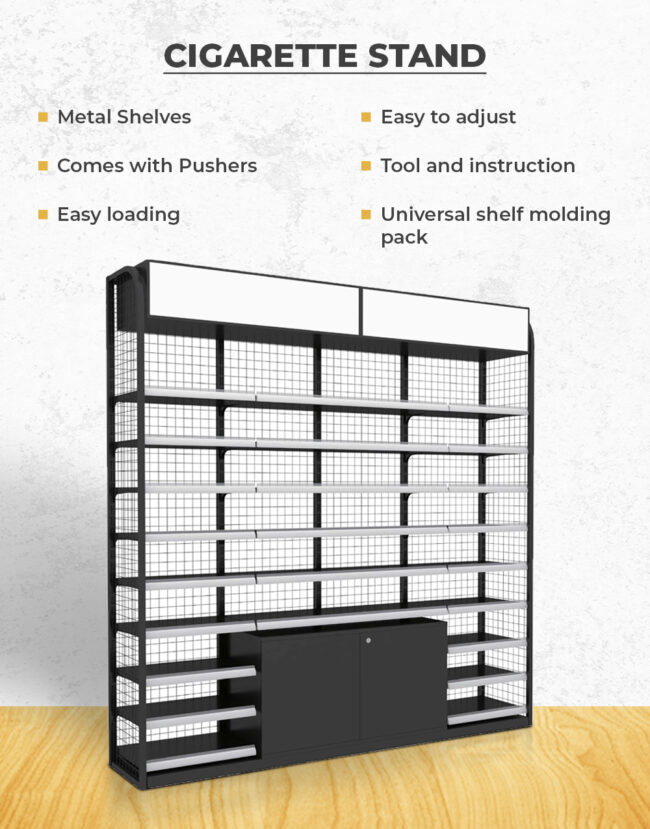 6 FT WIDE, 6 FT HEIGHT CIGARETTE DISPLAY STAND