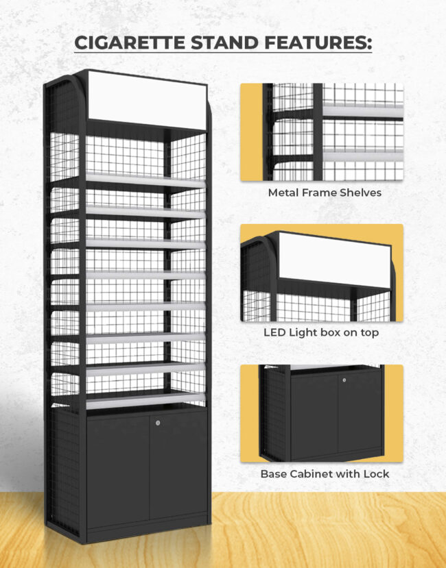 cigarette cabinet for shop 2 FT WIDE, 6 FT HEIGHT CIGARETTE DISPLAY STAND