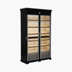 Double Door Black Cigar Humidor Cabinet