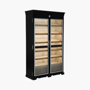 Double Door Black Cigar Humidor Cabinet