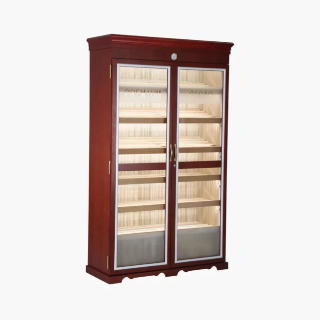 Double Door Cherry Cigar Humidor Cabinet