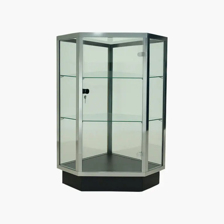 Extra Vision Corner Glass Showcase Display Cabinet (38″ High)
