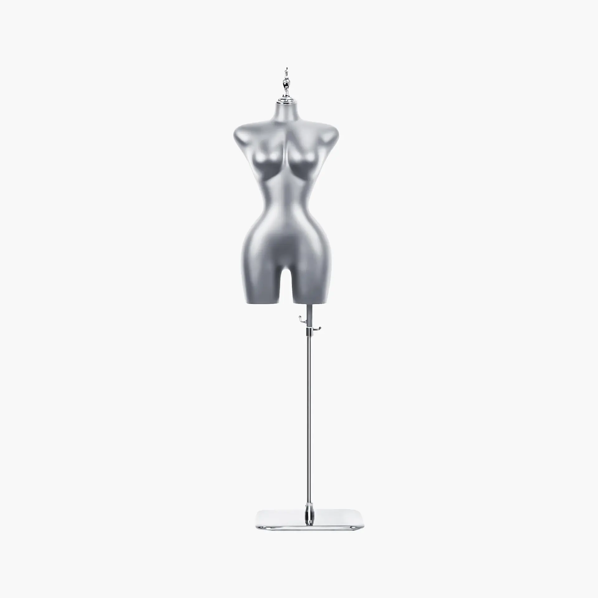 Female Gray Torso Mannequin With Metal Base Stand
