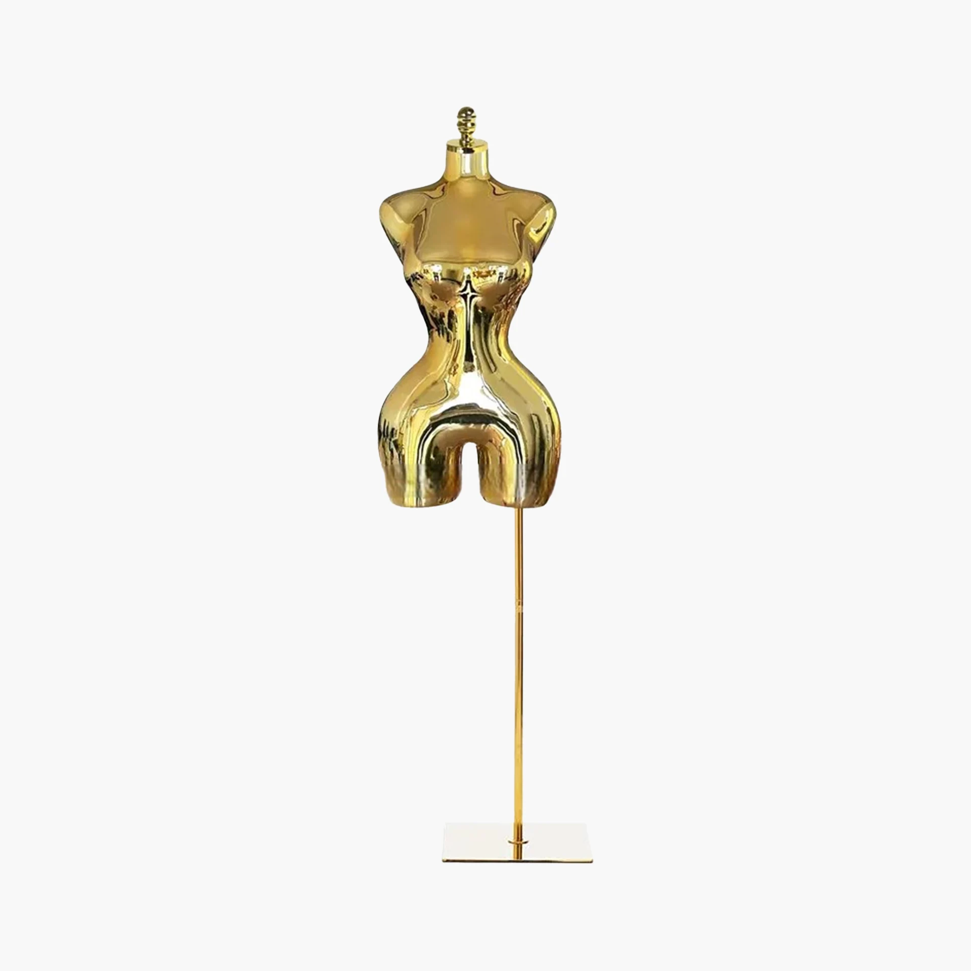 Female Golden Torso Mannequin With Metal Base Stand