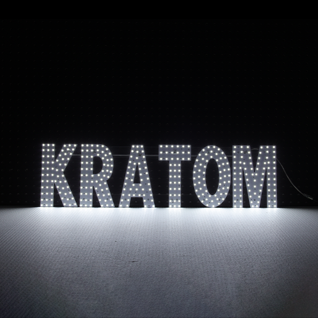 White LED Business Sign – Kratom