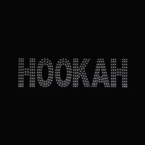 LED hookah lounge sign with bright white lights on black background for business display.