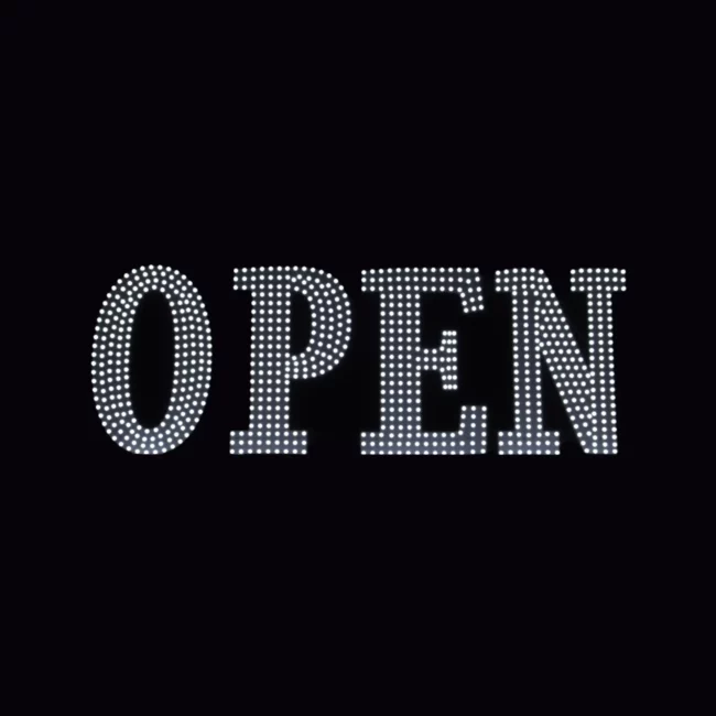 White LED Business Sign – Open