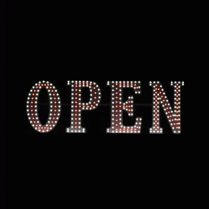White & Red LED Business Sign – Open