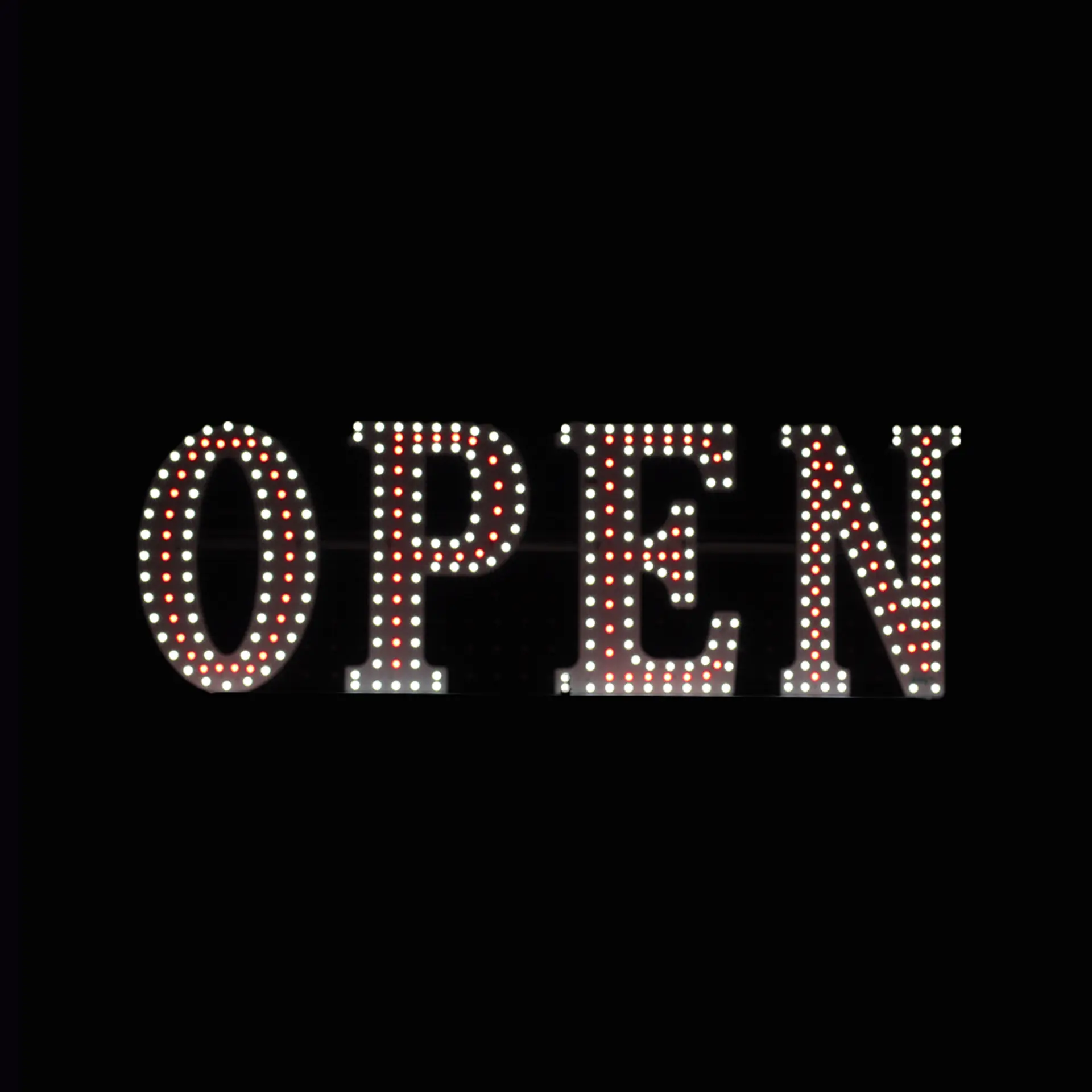 White & Red LED Business Sign – Open
