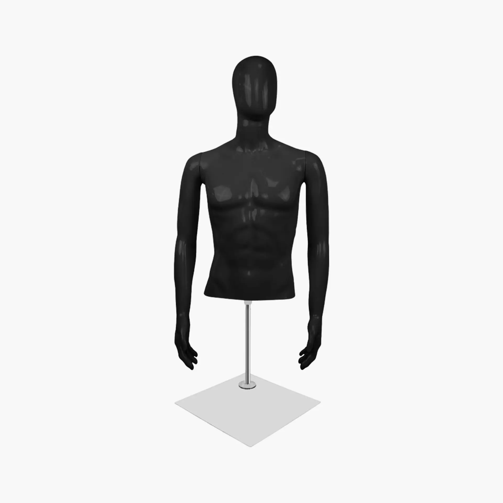 Male Mannequin Torso with Metal Base Stand – Plastic Display Form