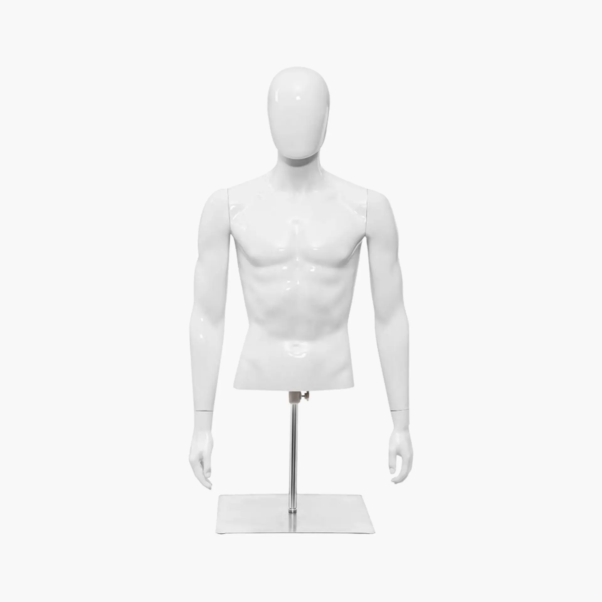 Male Mannequin Torso with Metal Base Stand – Plastic Display Form