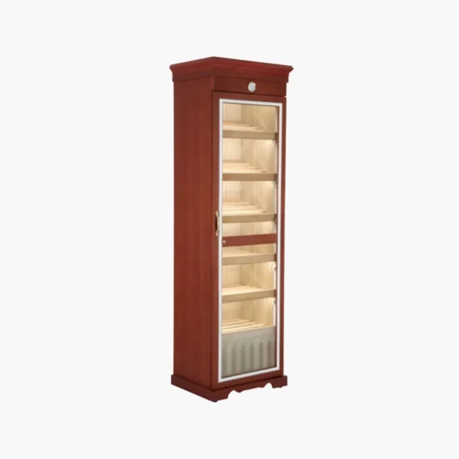 Cigar humidor cabinet for storing and preserving cigars at optimal humidity