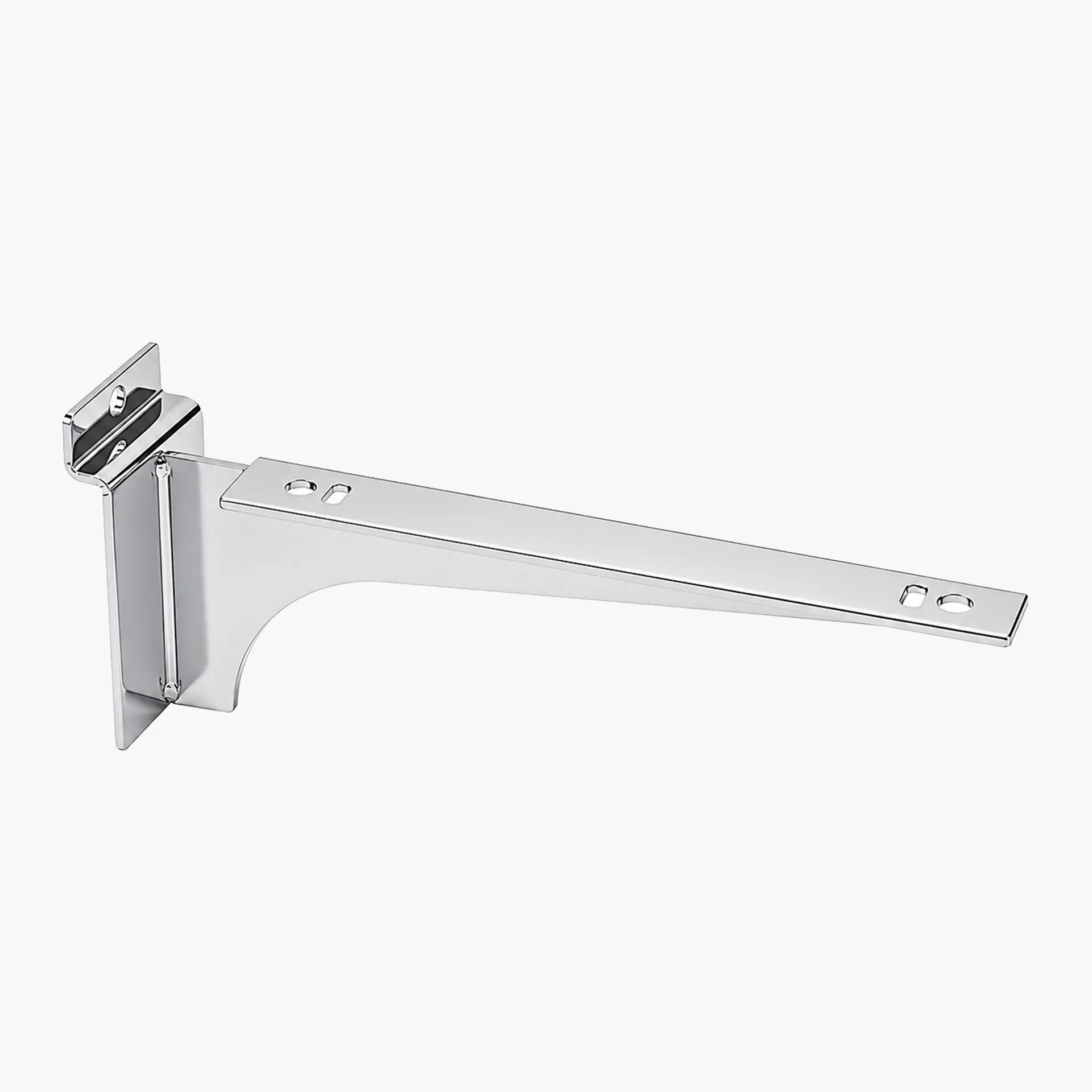 Heavy duty slatwall shelf bracket pair for supporting wooden display shelves