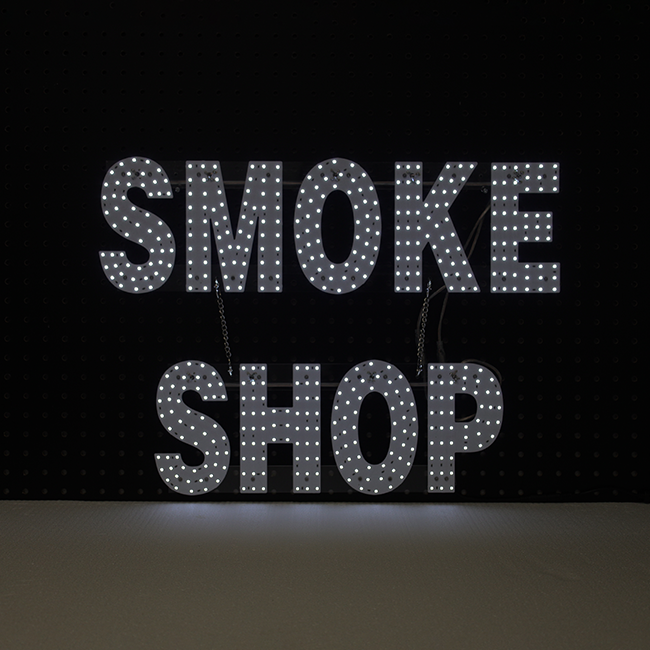 White LED Business Sign – Smoke Shop