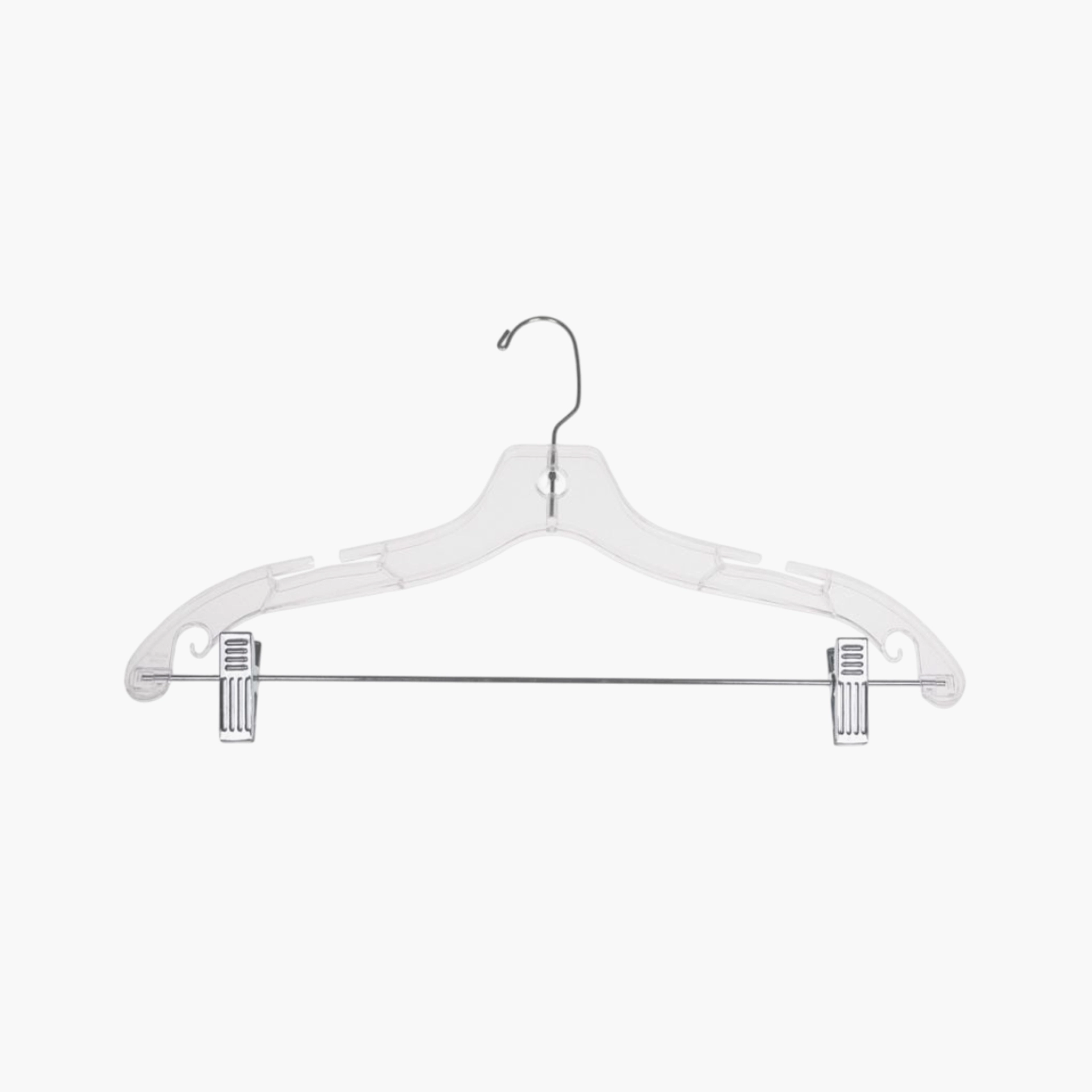 Suit Combo Hangers – 16.5″ Clear Hanger With Adjustable Clips