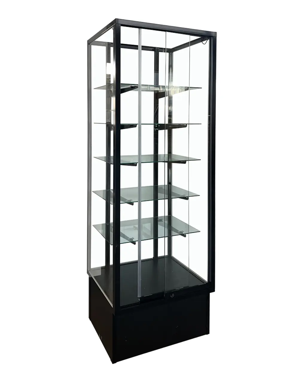 Glass display case for showcasing jewelry, collectibles, and retail products