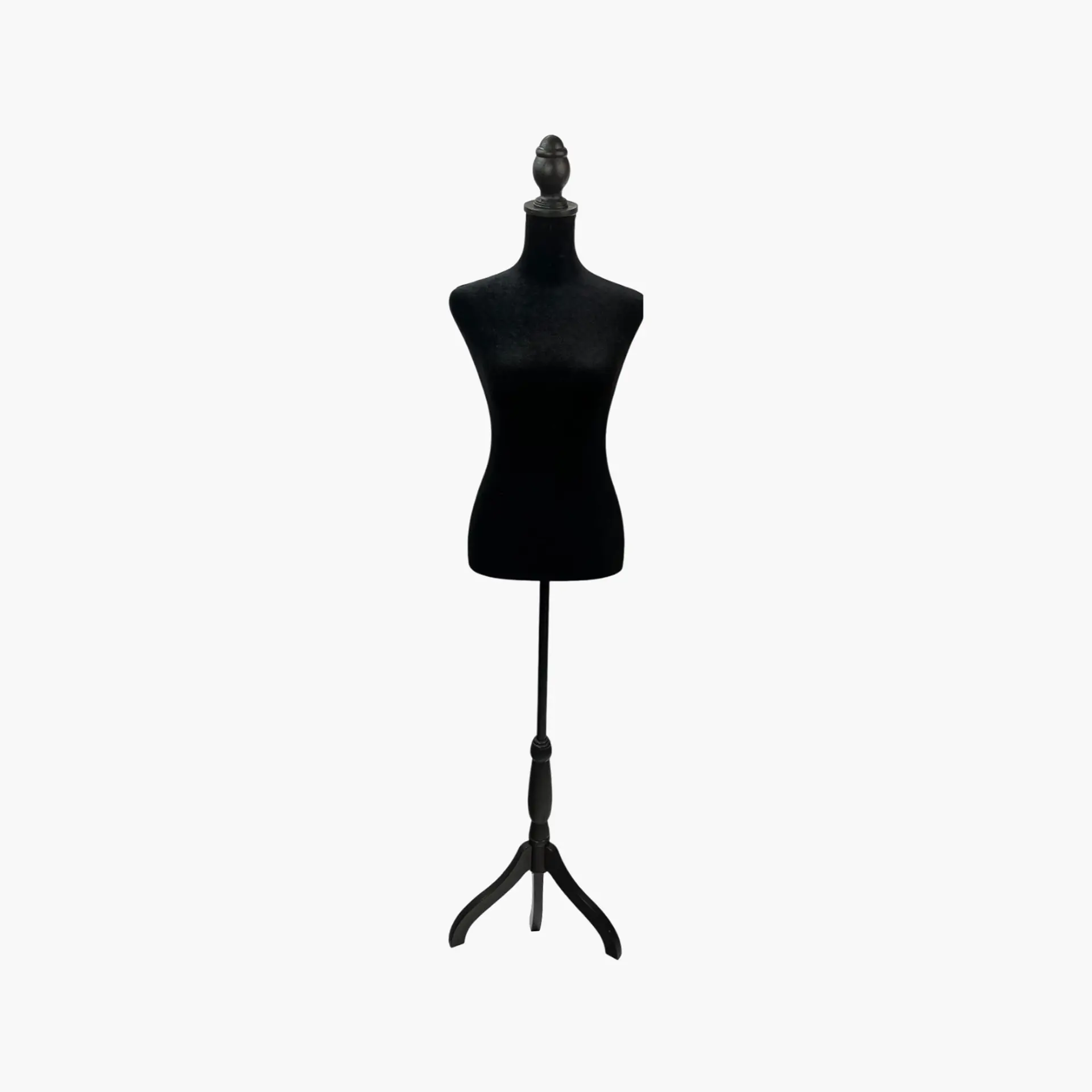 Black Female Mannequin Torso With Wooden Tripod Base Stand