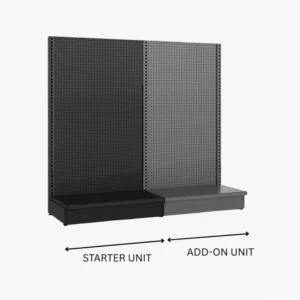 Wall gondola add-on unit for expanding retail store shelving and displays