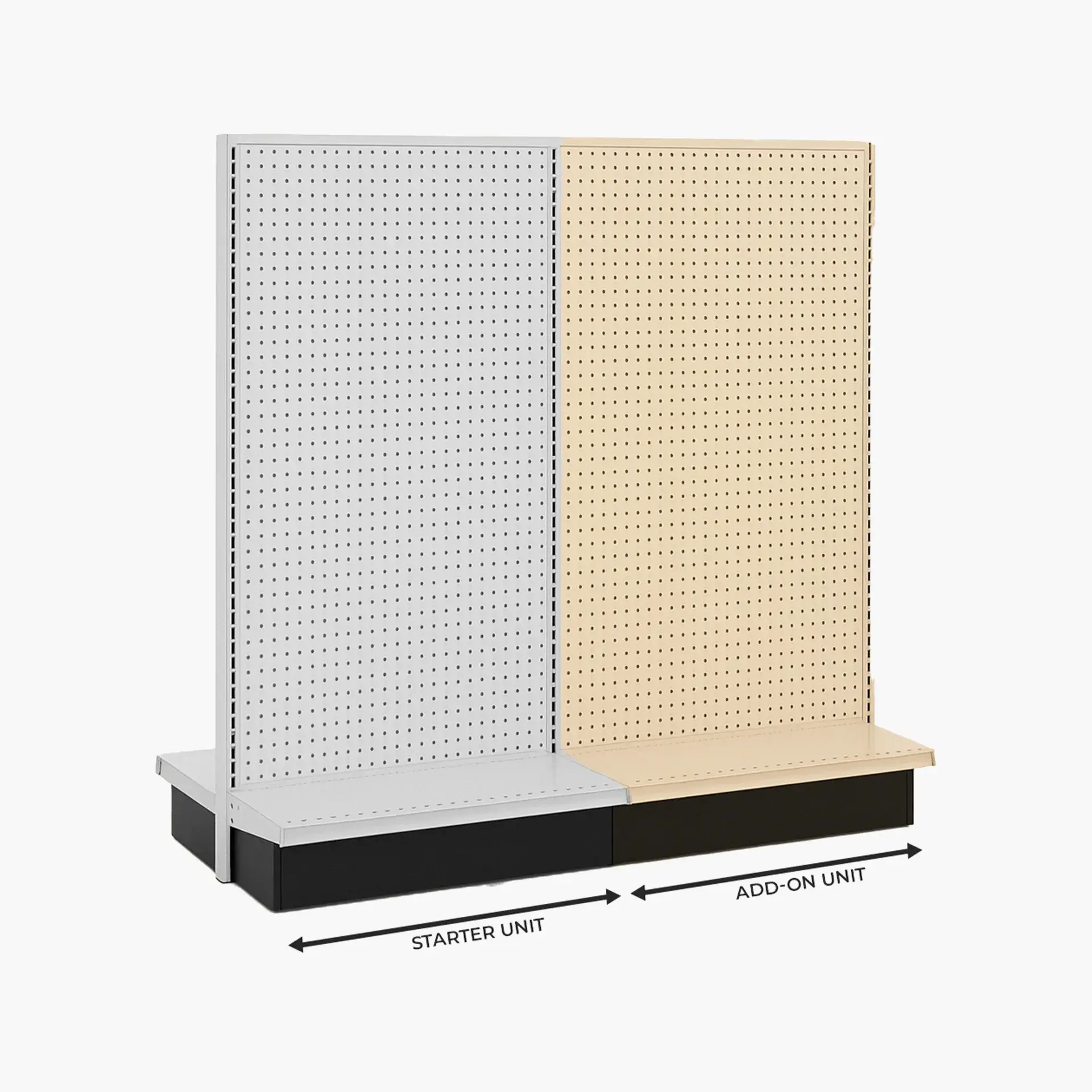 Beige Double Sided Gondola Shelving Display Unit