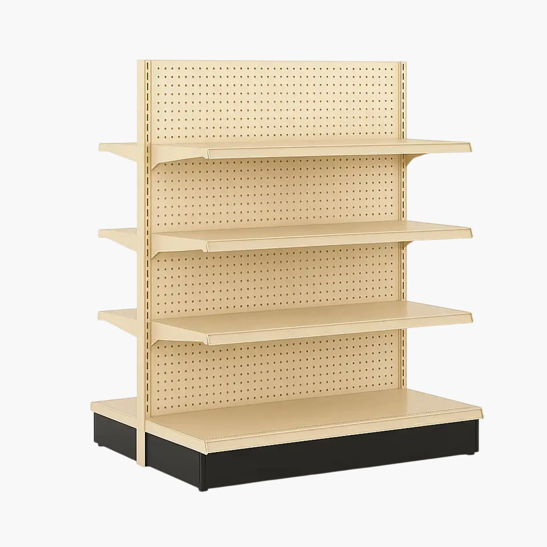 Beige Double Sided Gondola Shelving Display Unit