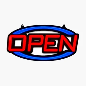 Illuminated open LED sign with adjustable color temperature for storefront business display
