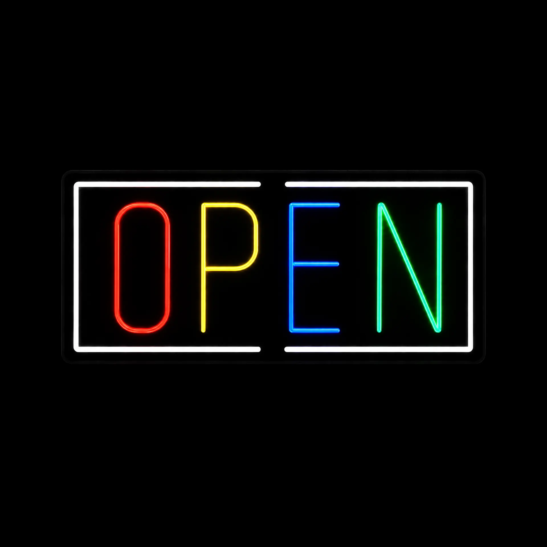 Open Neon LED Sign With Multicolor Lighting
