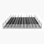 ABS and aluminum roller shelf with dividers and acrylic fence for beverage cooler merchandising
