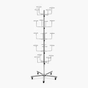 5 Tier Cowboy Hat Display With Wheels featuring adjustable rotating tiers and durable iron construction for retail hat displays