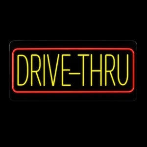 Front view of 35 inch Drive-Thru Neon LED Sign with red and yellow silicone lighting