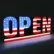 USA Stars & Stripes OPEN LED Sign showing side angle and plastic construction