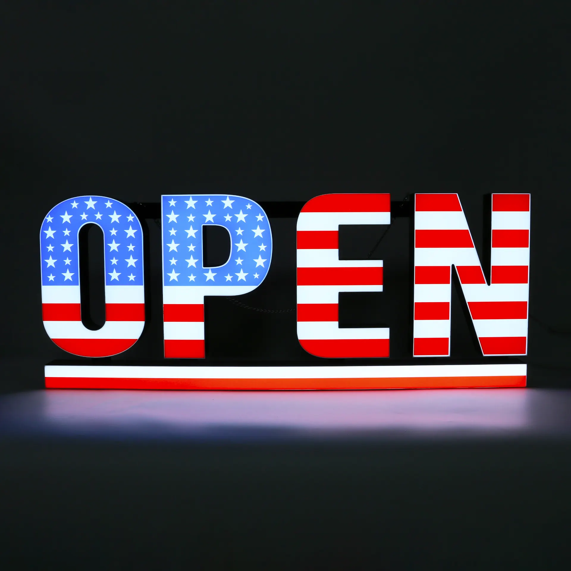 USA Stars & Stripes OPEN LED Sign
